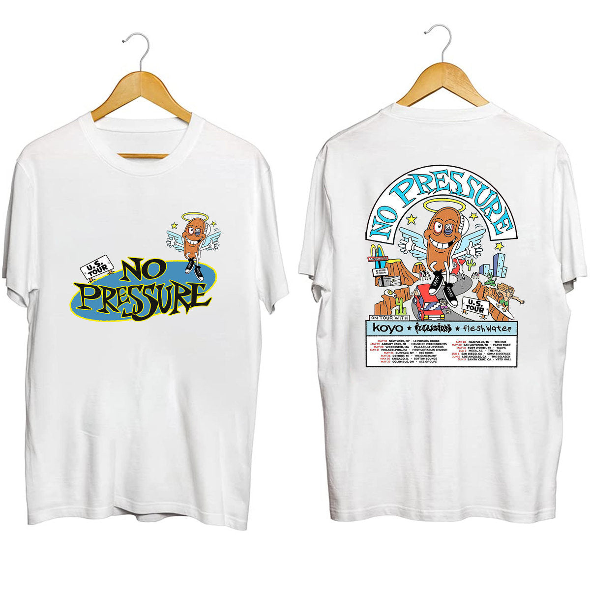No Pressure, Koyo, Illusion & Fleshwater 2023 Tour Shirt