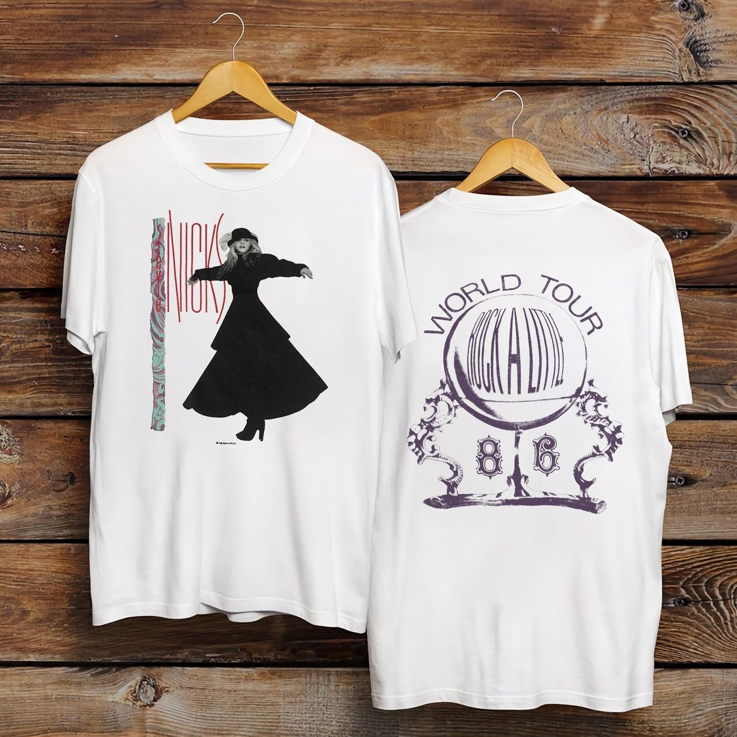 Vintage 1980s Stevie Nicks 'Rock a Little' Magic Ball World Tour Band Double Sided T-Shirt