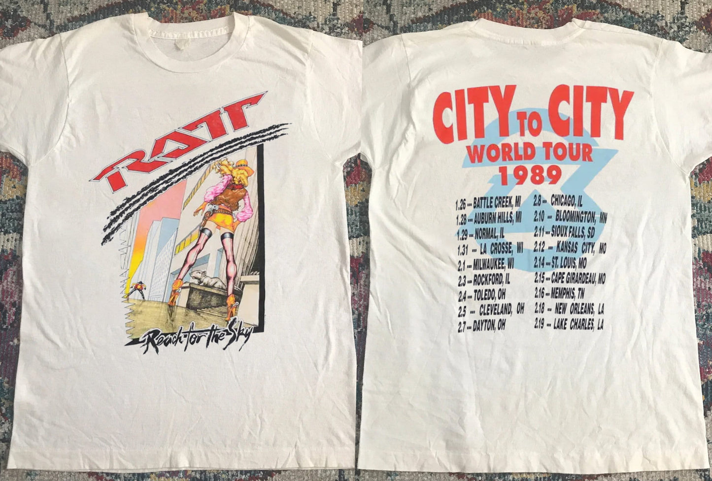 1989 RATTA Reach For The Sky Tour Concert T-Shirt