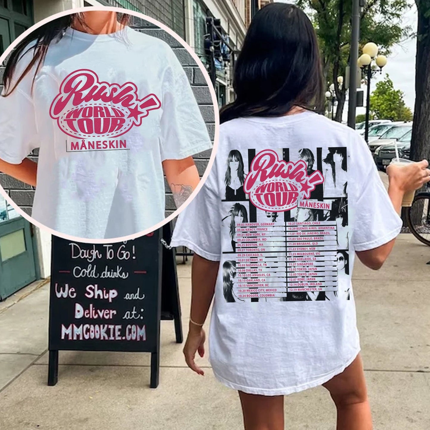 2 Sided Maneskin Rush World Tour 2023 Merch