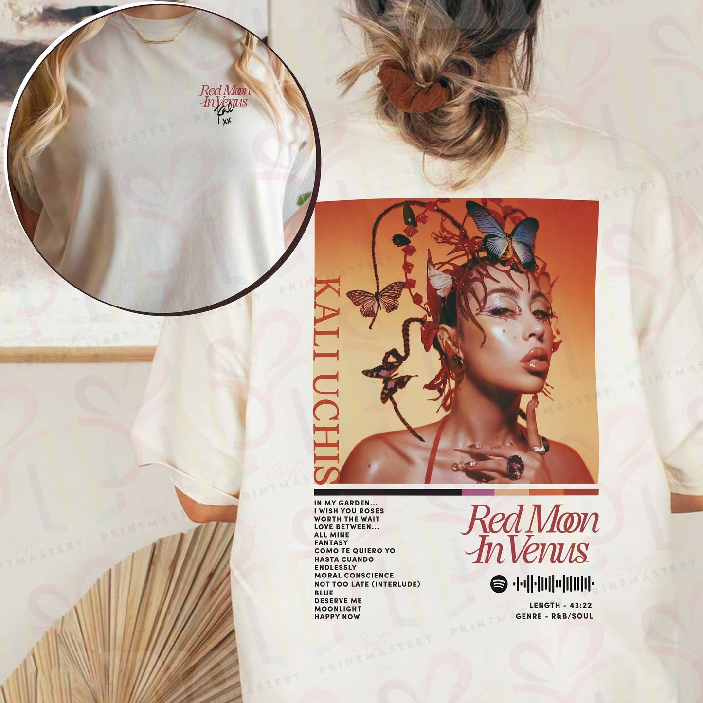 Kali Red Moon In Venus Album Shirt, Kali World Tour 2023 Shirt, 2 Sides Tracklist Shirt, Ka.li U.chis Merch