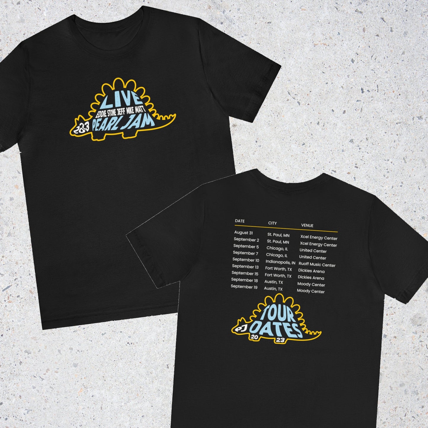 PEL JAM "Dinosaur" Stegosaurus Prehistoric Iconic Rock Music Tour 2023 Grunge T-Shirt