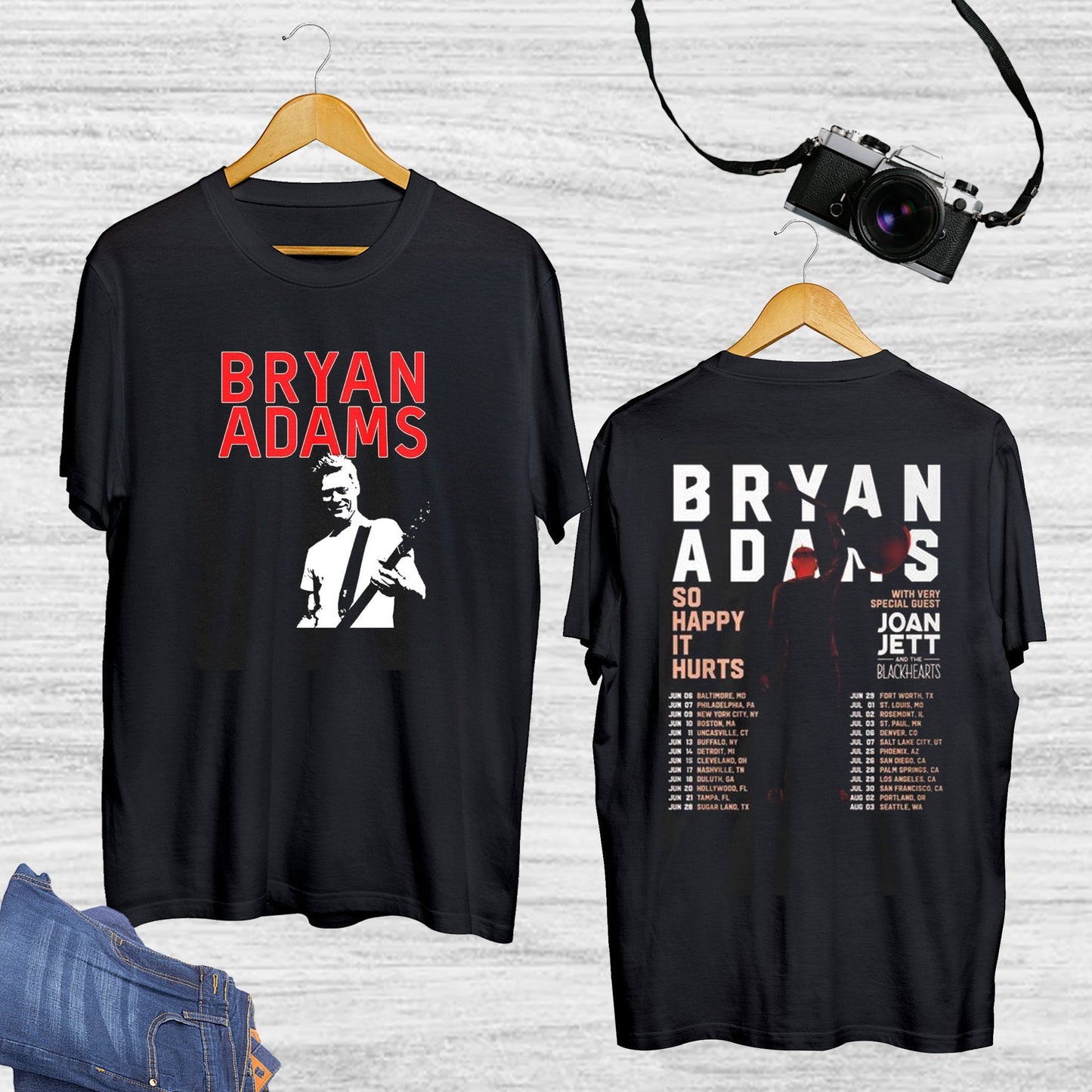 Bryan Adams 2 Sided T-Shirt, Bryan Adams So Happy Hurts Tour 2023 Shirt