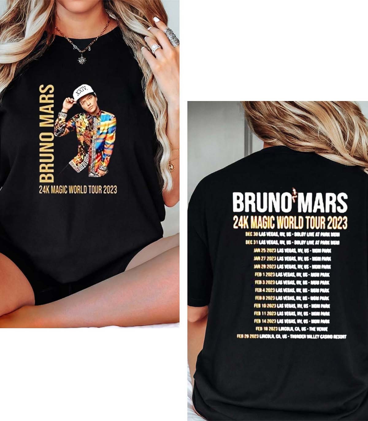 Bruno Mars World Tour 2023 Merch, Bruno Mars Dolby Live, Las Vegas T-Shirt