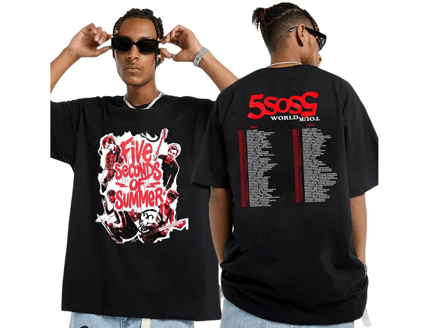 Sec%onds Of Sum%mer World Tour 2023 Double Sided T-Shirts