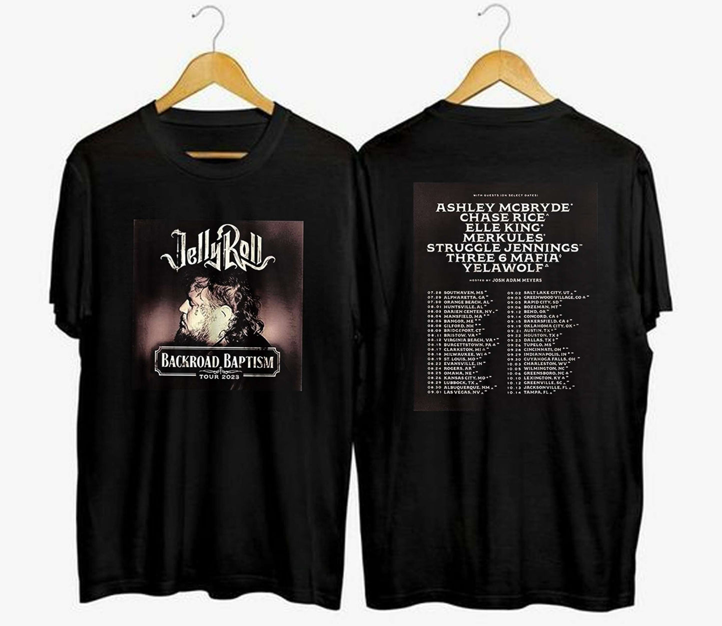 Jelly Roll 2023 Tour 2 Sides Shirt, Jelly Roll Backroad Baptism 2023 Tour Shirt