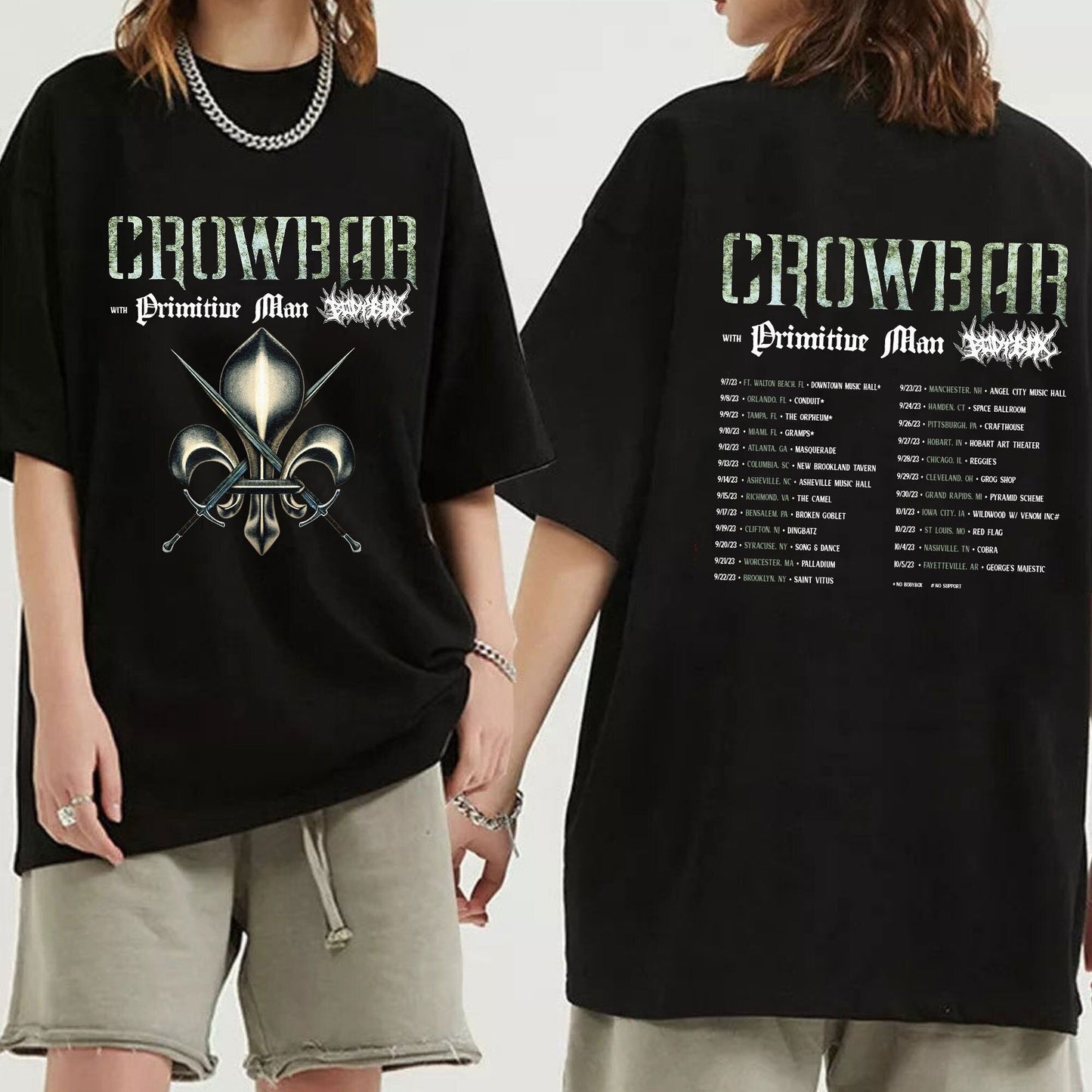 Crowbar, Primitive Man, and Bodybox 2023 Tour Shirt