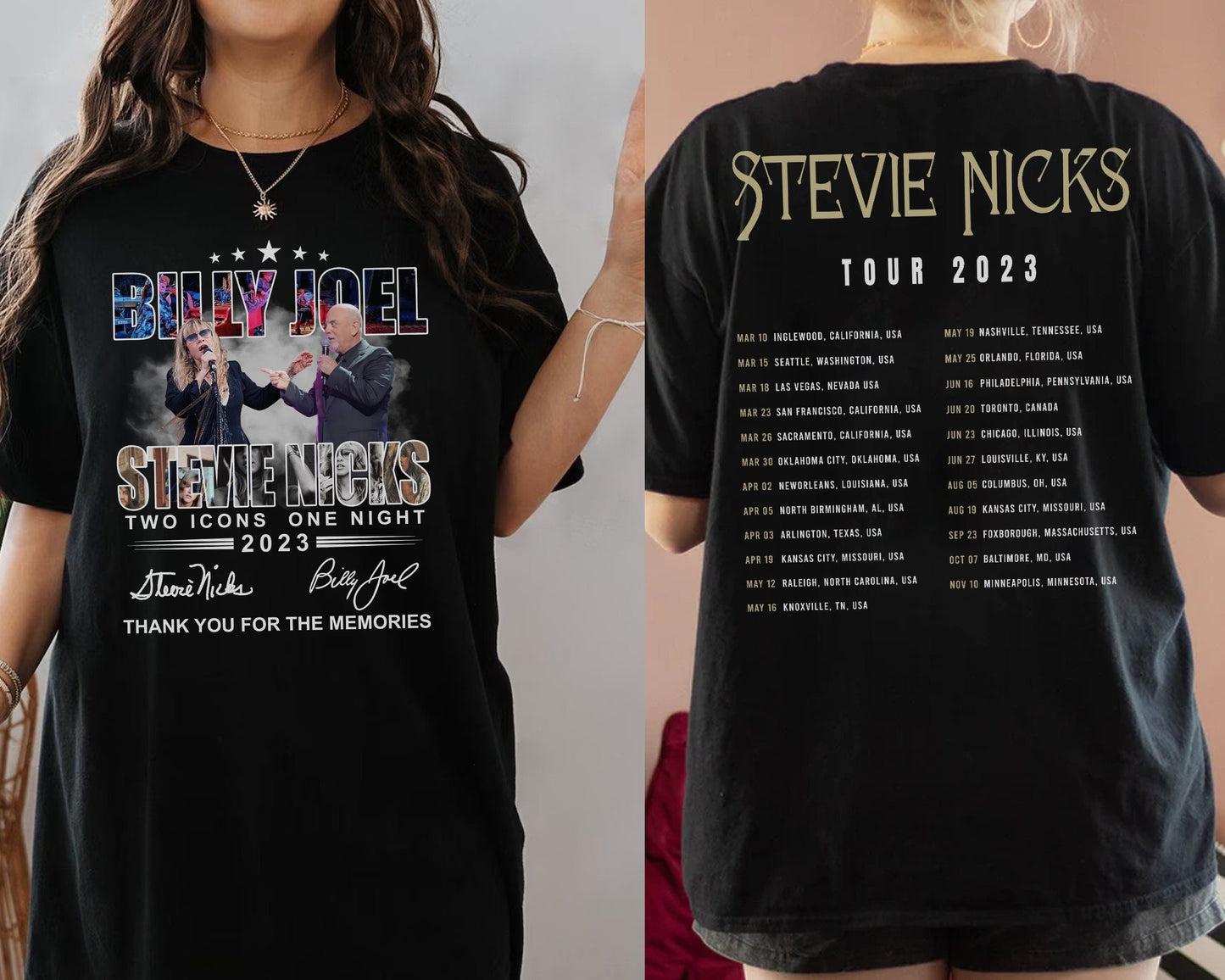 Billy Joel Stevie Nick Tour Shirt