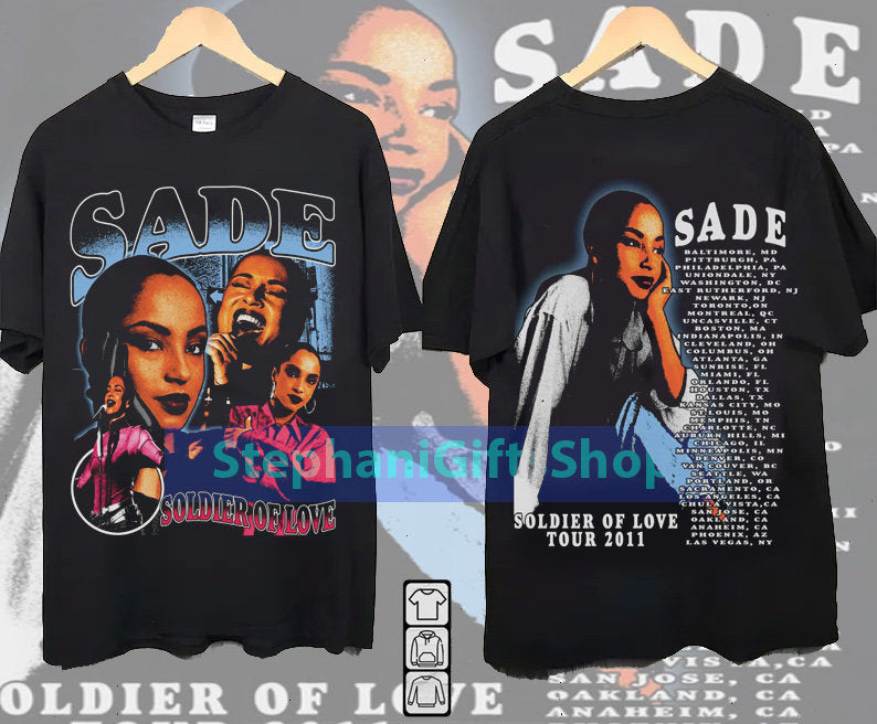 Vintage 90s Sade Bootleg T-Shirt, Sade Shirt Double Sided