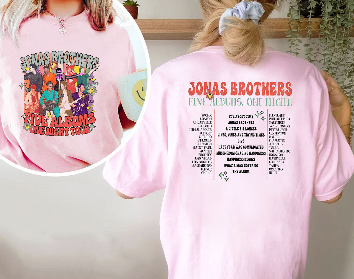 Jonas Brothers Shirt, Jonas Brothers Five Albums One Night Tour T Shirt