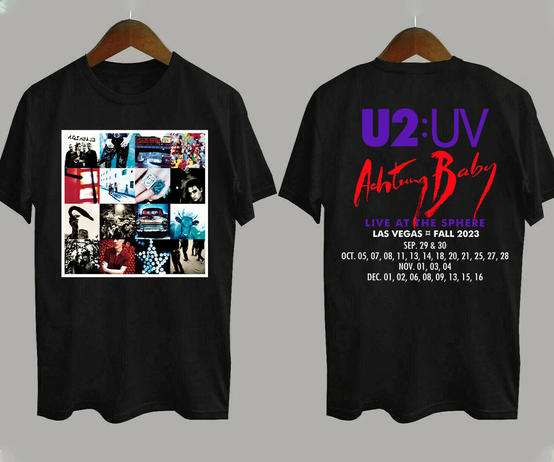 U2 Rock Band Warning Baby Live at Sphere Las Vegas Tour 2023 T-Shirt