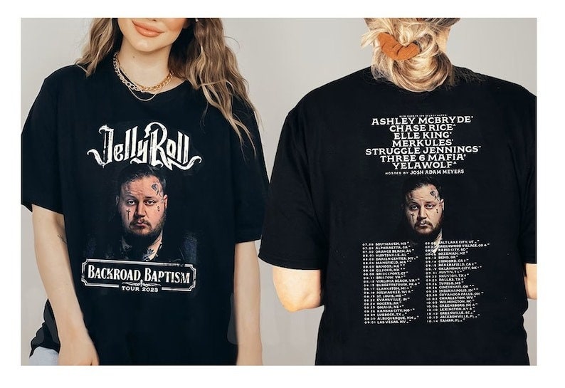 Jelly Roll 2023 Tour T-Shirt, Backroad Baptism 2023 Tour Shirt