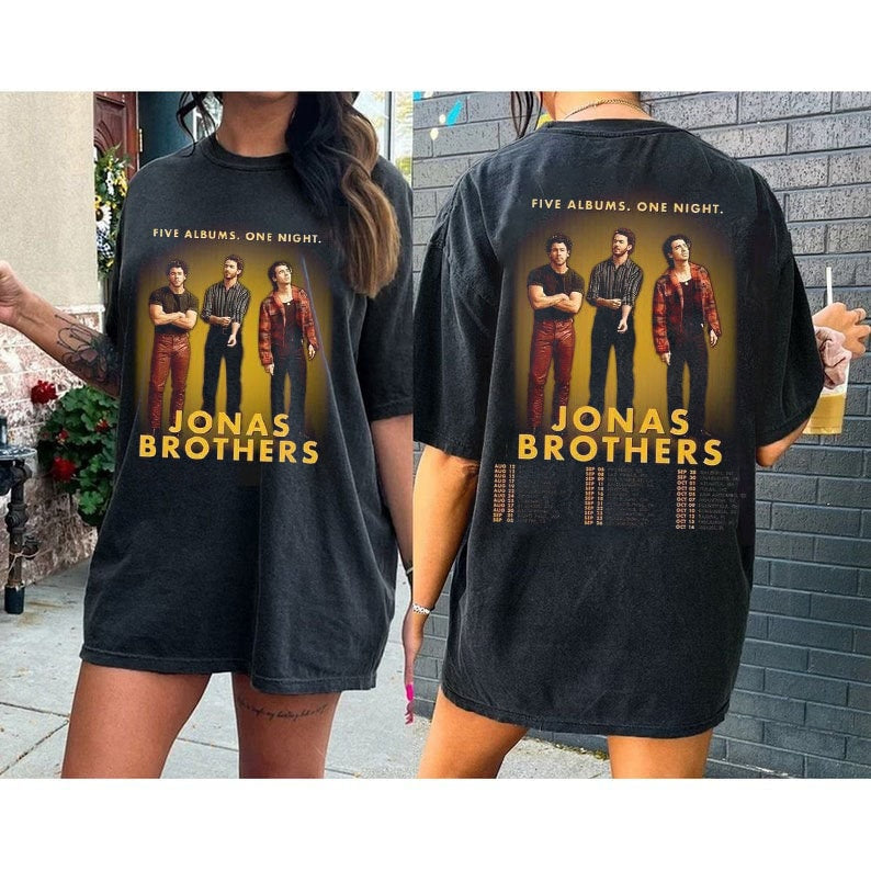 Jonas Brothers Five Albums One Night The Tour 2023 T-Shirt 2 Sides