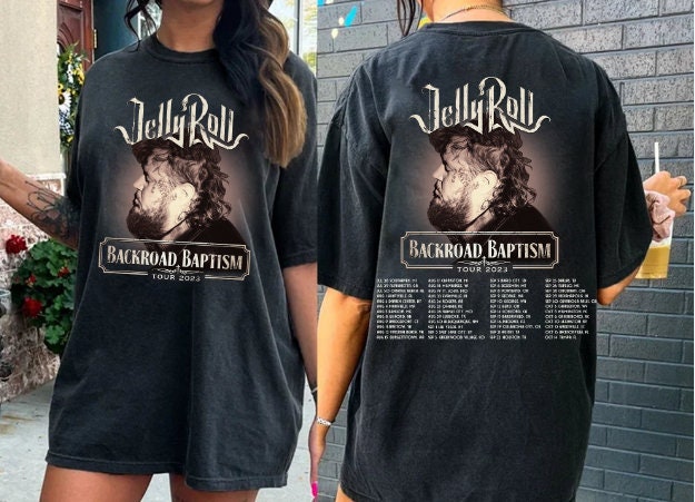 Color T-Shirt,Jelly Roll 2023 Tour Shirt,Jelly Roll Backroad Baptism 2023 Tour Shirt