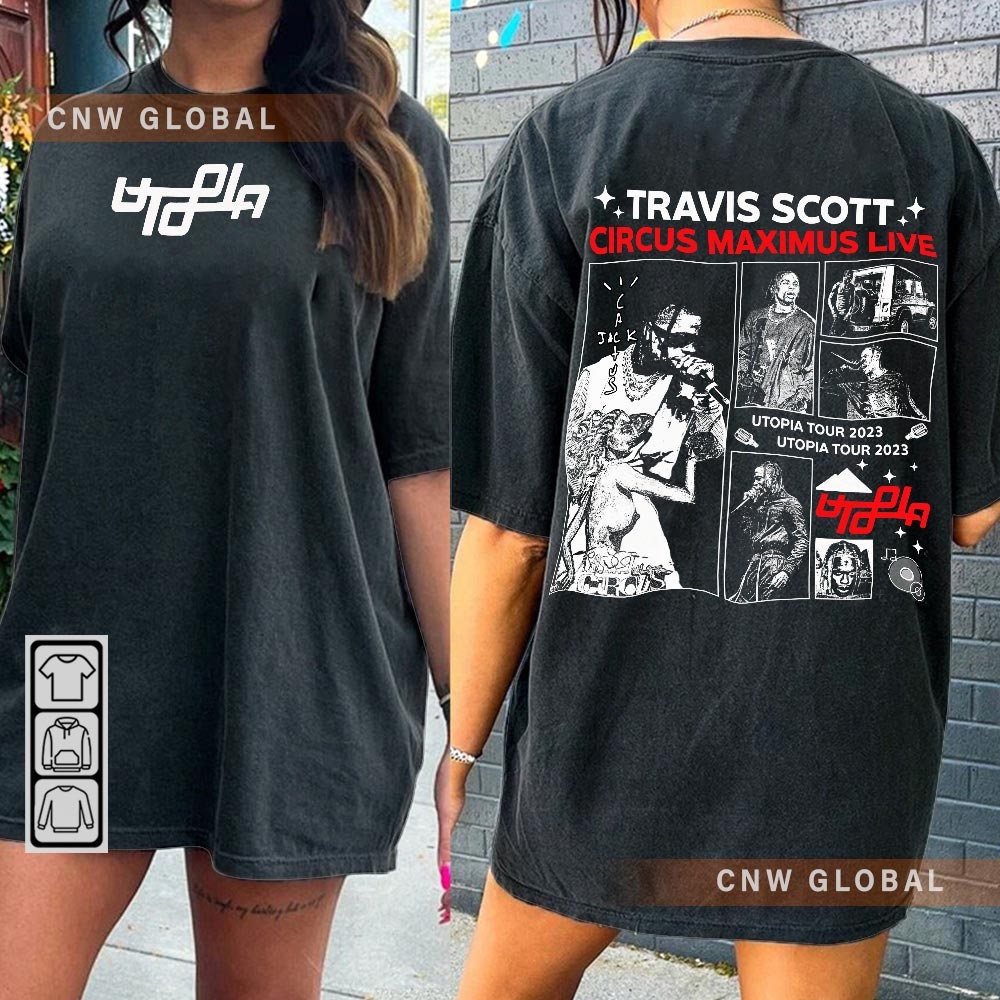 Travis Rap Shirt 2 Side, Circus Maximus Utopia World Tour Ticket Concert 2023 Vintage 90s