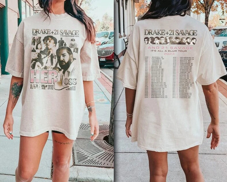 Vintage Drake Shirt, Drake and 21 Savage Tour Shirt, It's all a blur tour