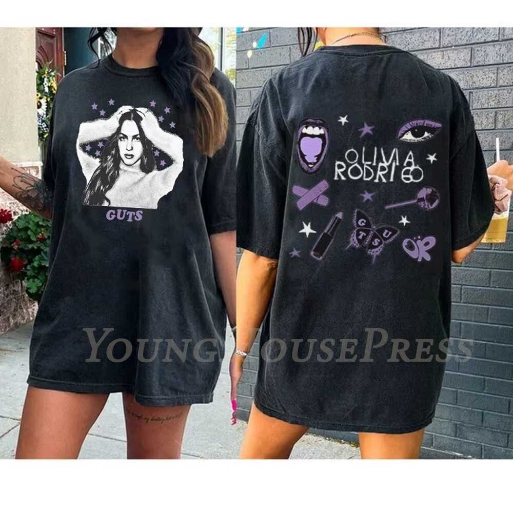 Olivia Rodrigo Vampire Red Album GUTS Black T-shirt