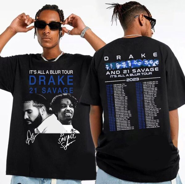 Drake 21 Savage T-Shirt, It's All A Blur Tour 2023 IAAB Drake Concert Merch