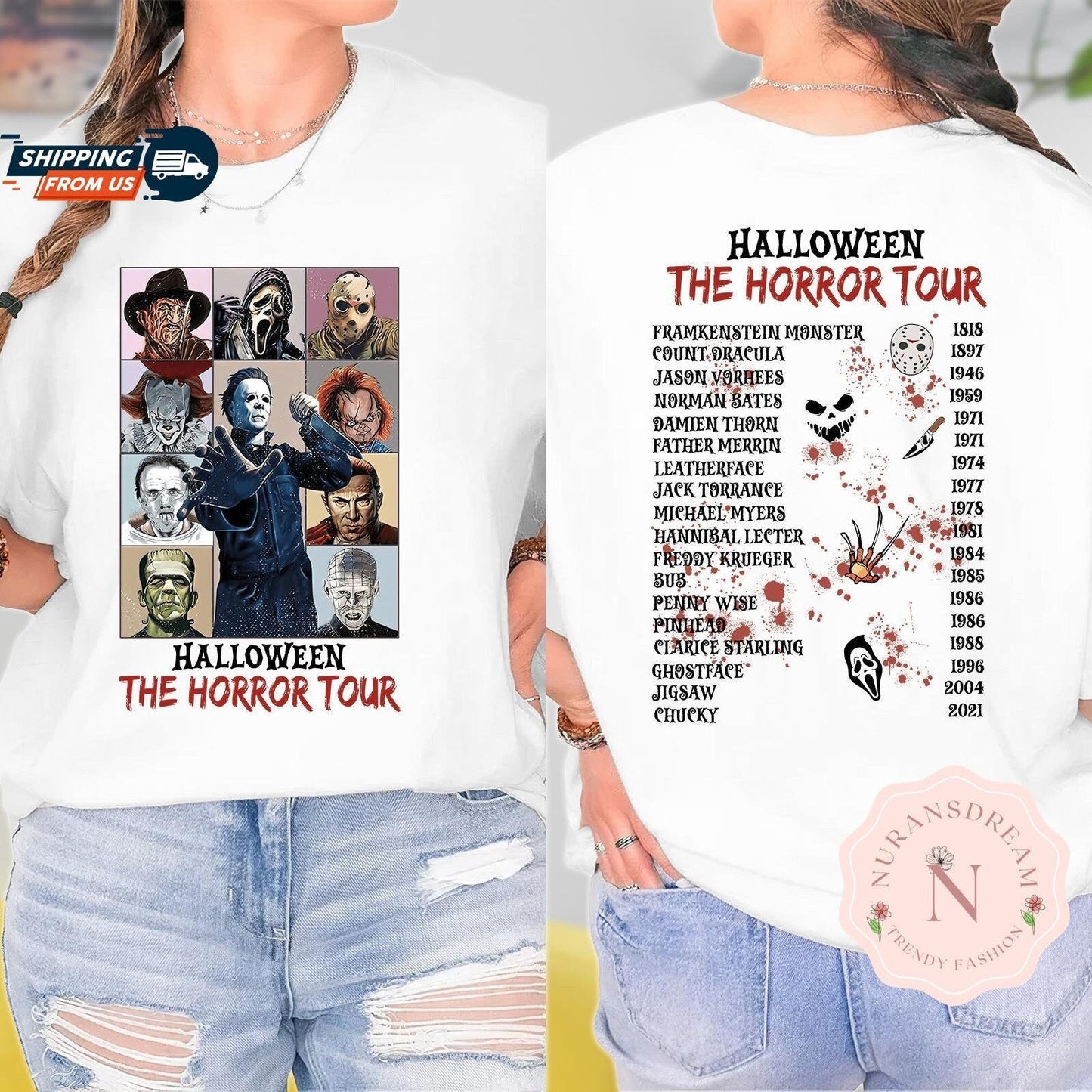 Halloween Horror Movie Tour Shirt, Horror Halloween Characters Shirt
