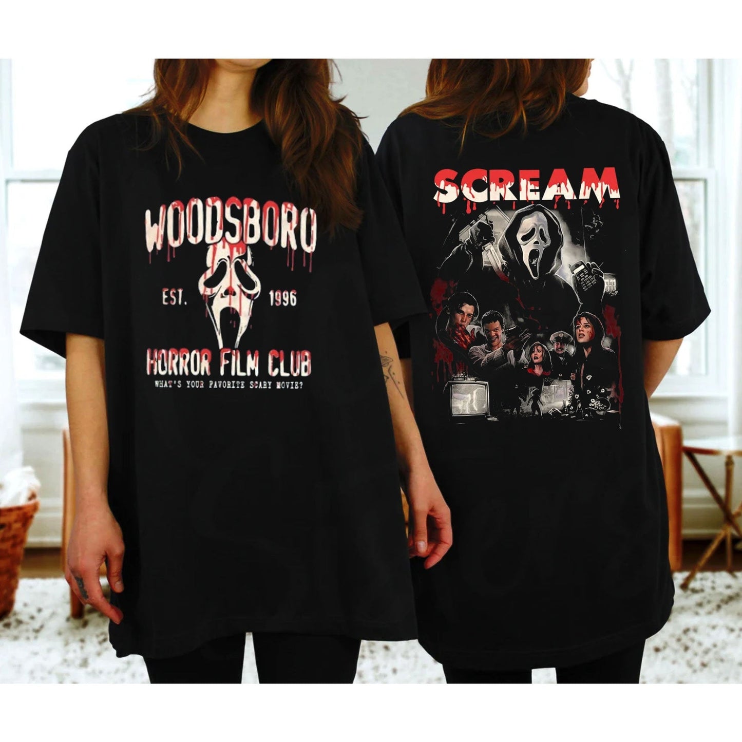Woodsboro Horror Film Club Shirt, Scary Halloween , Woodsboro Scream, Scream Ghost Shirt