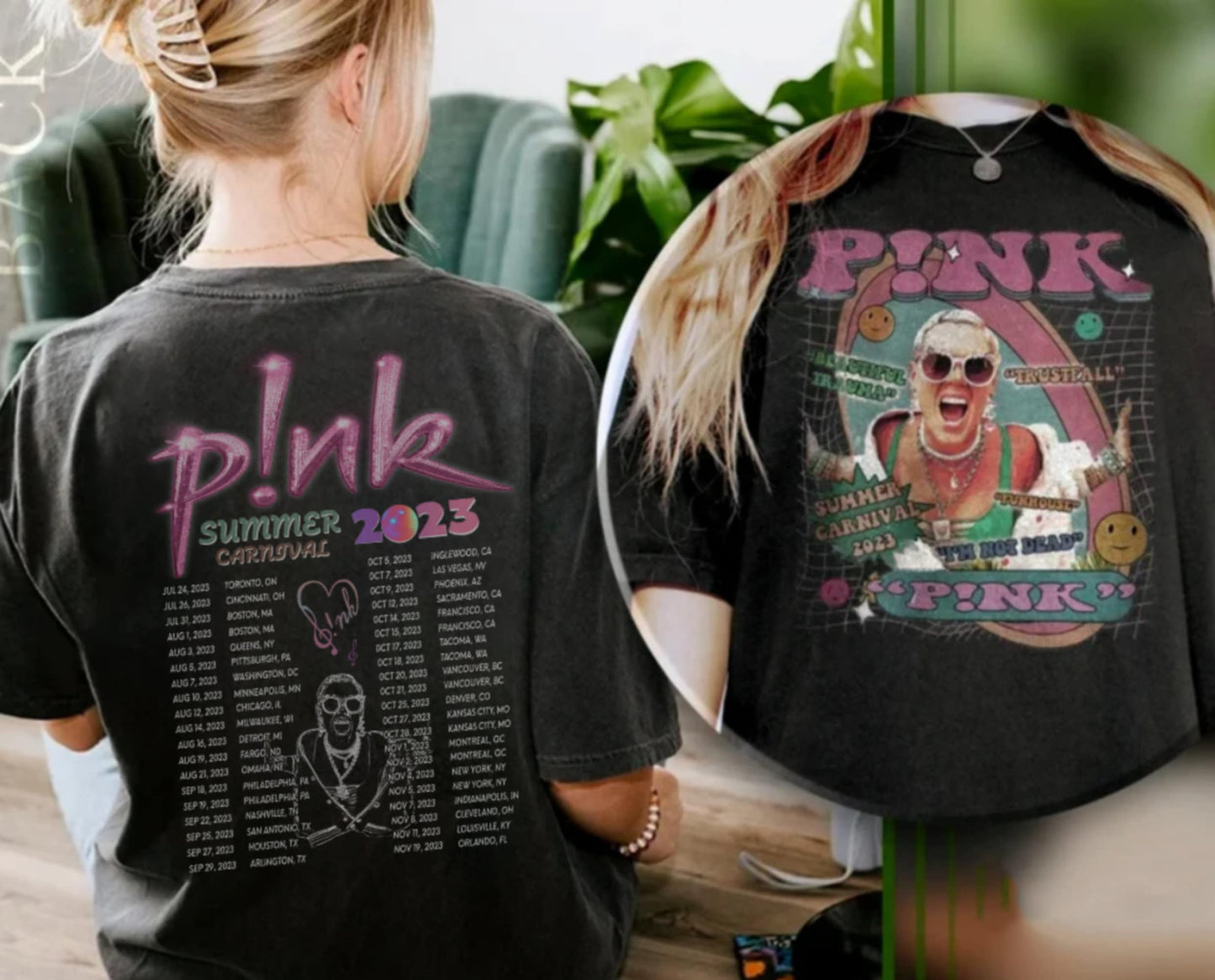 P!nk Pink Summer Carnival 2023 Tour T-Shirt, Pink Merch, Pink Tour Merch Trustfall
