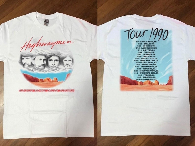 The Highwaymen 1990 Kick Off Concert Tour T-Shirt, Highwaymen Begin Tour 1990 T-Shirt