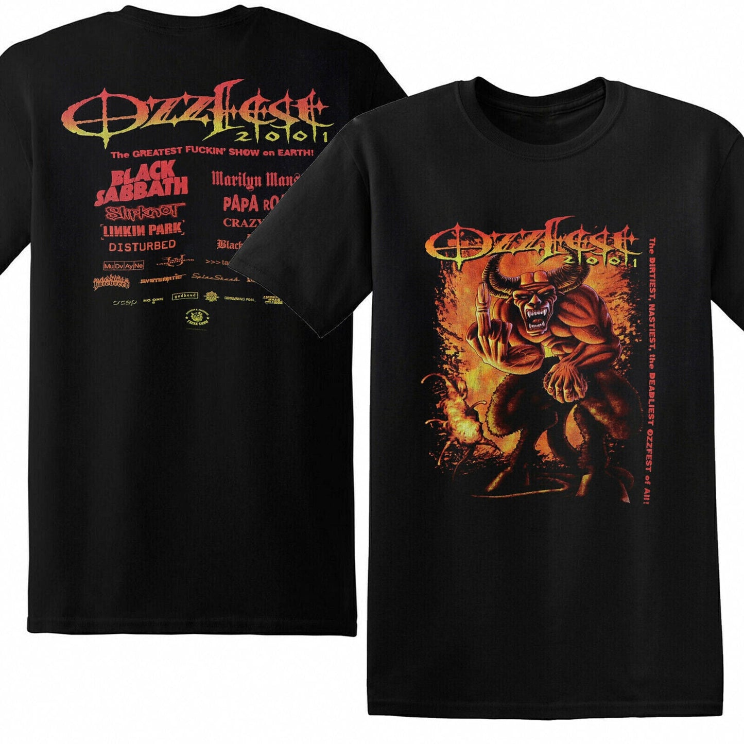 Vintage 2001 Ozzfest Tour Concert Rock Heavy Metal T-Shirt