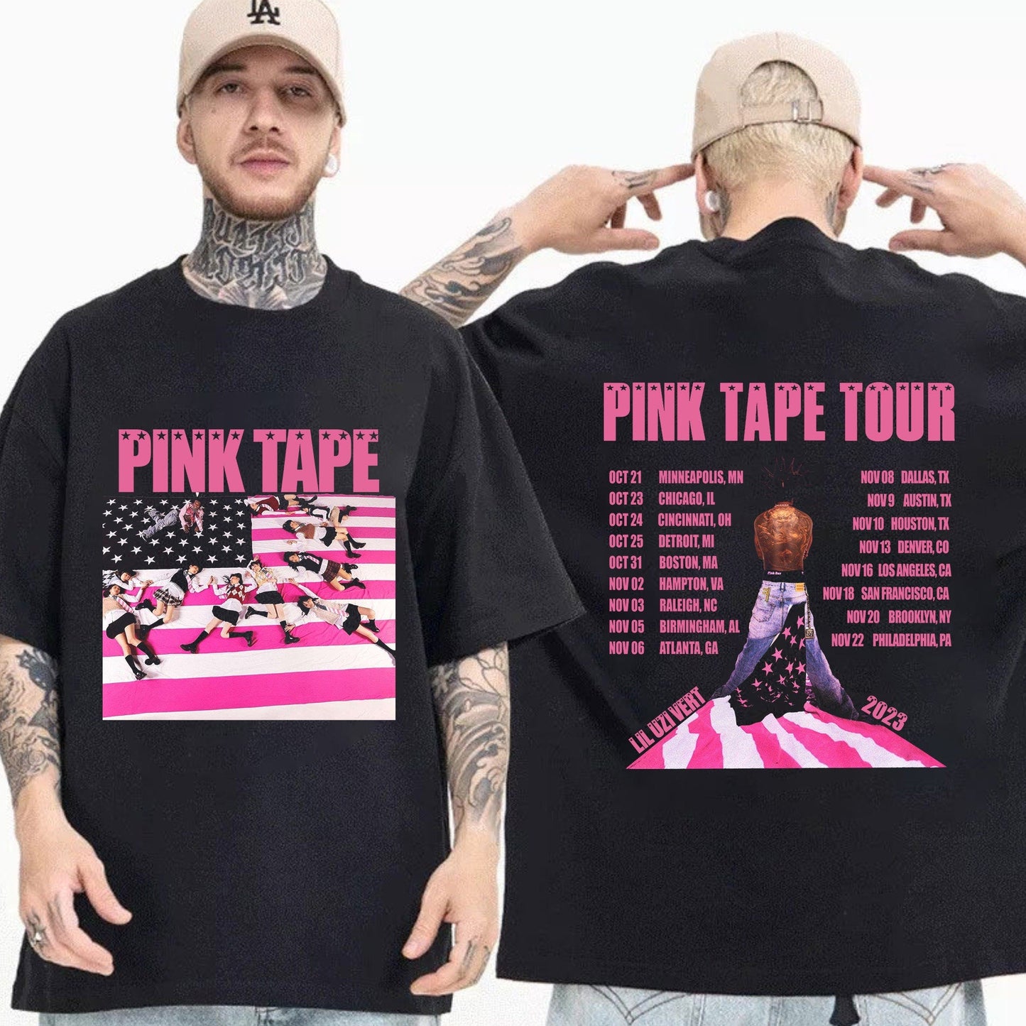 Uzi Vert Tour T-Shirt - Lil Uzi Pink Tape Album 2023