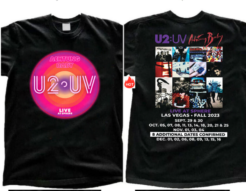 U2 Sphere 2023 Tour T-Shirt Ultraviolet Vegas Las Shirt
