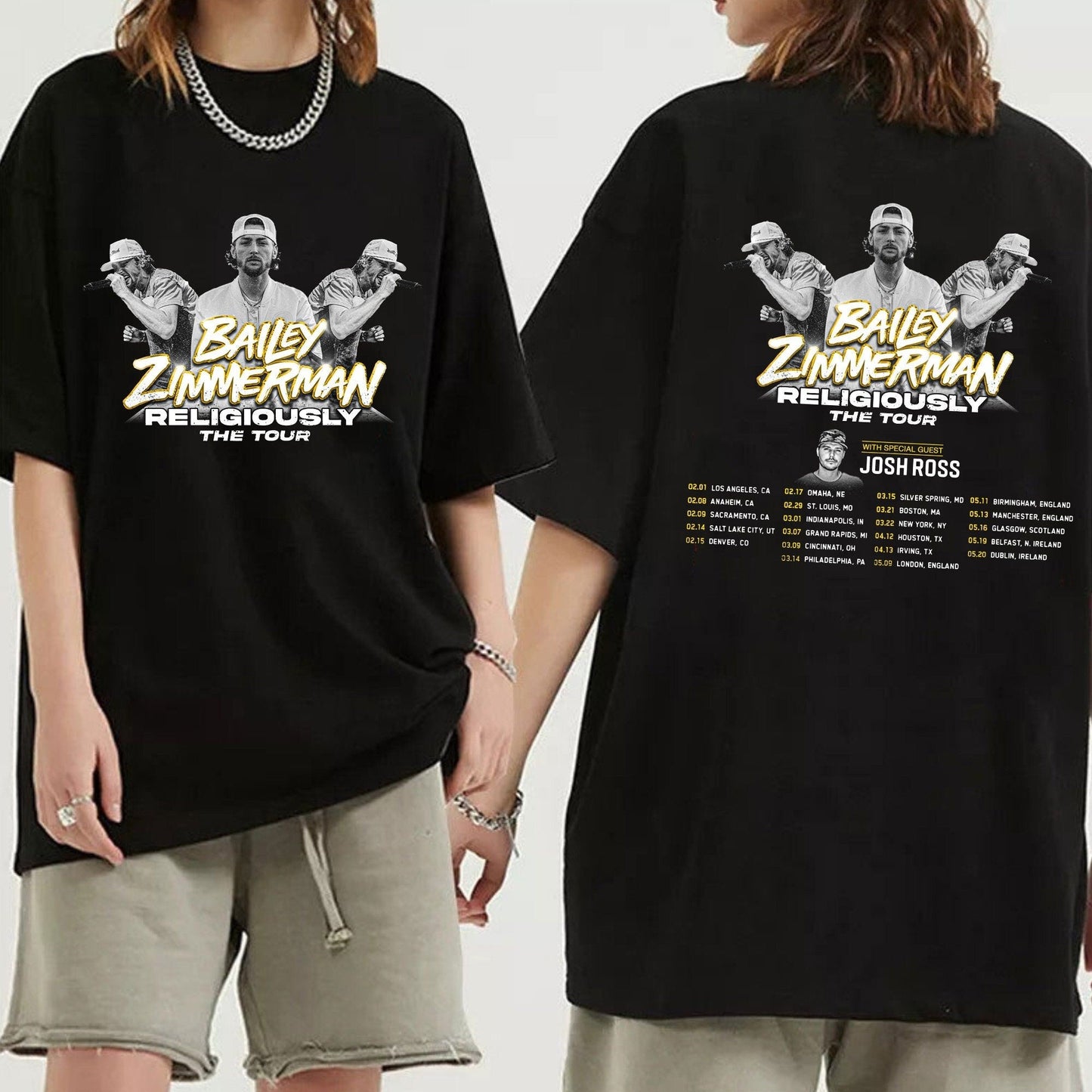 Bailey Zimmerman Religiously World Tour 2024 Shirt, Bailey Zimmerman Fan T Shirt