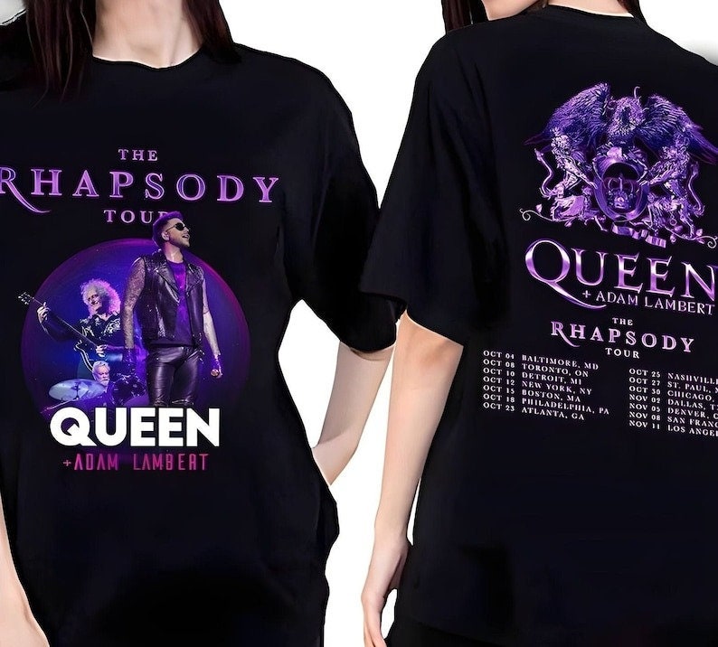 Queen Adam Lambert Rhapsody Tour 2 Sides Shirt, Queen Adam Lambert 2023 Tour Shirt
