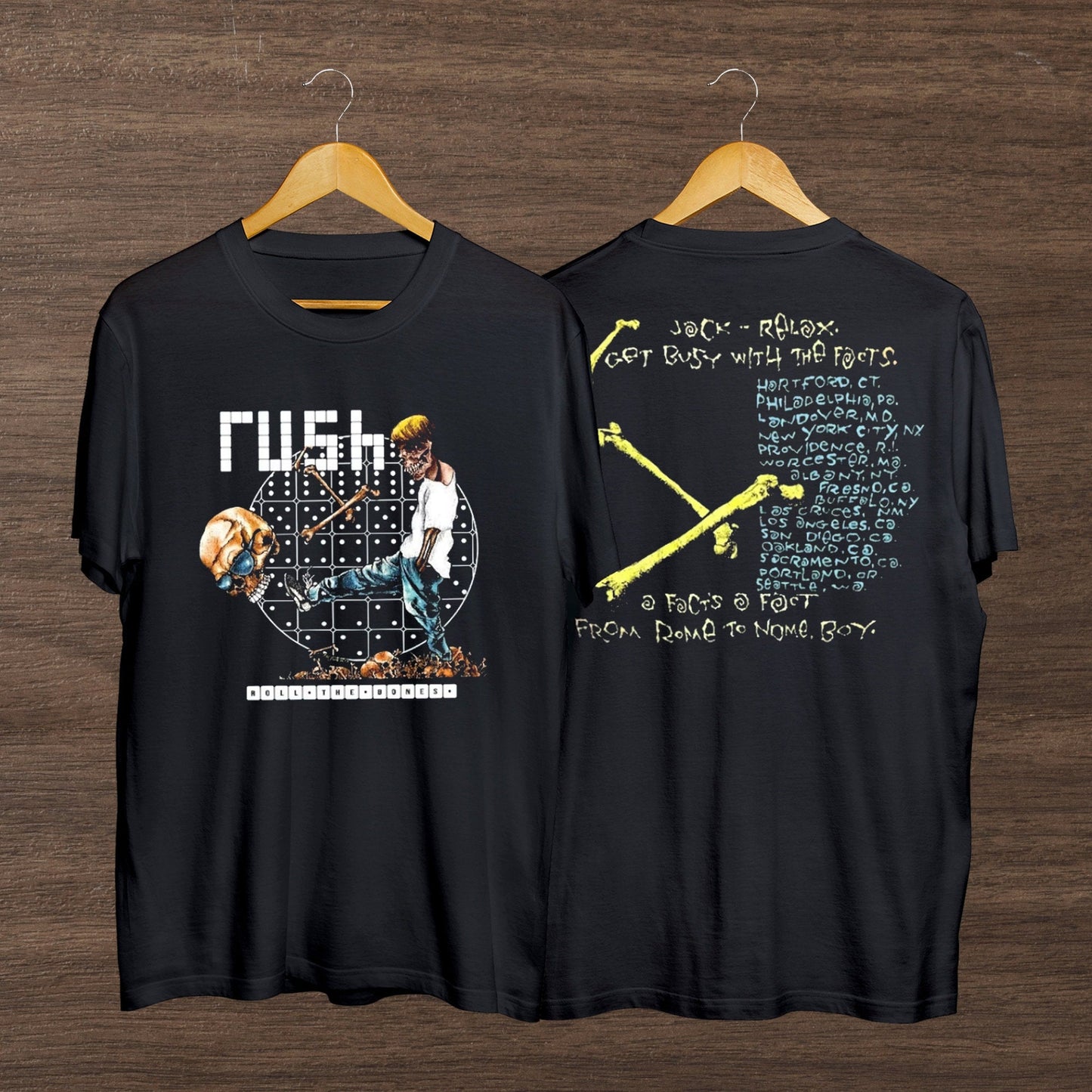 1991 Rush Rock Band Rolling the Bones Pushead Deadstock Tour 1991 T-Shirt