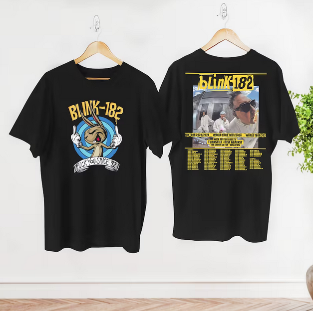 2023 B182 Band World Tour Shirt, Blink Smile 182 Graphic T-shirt