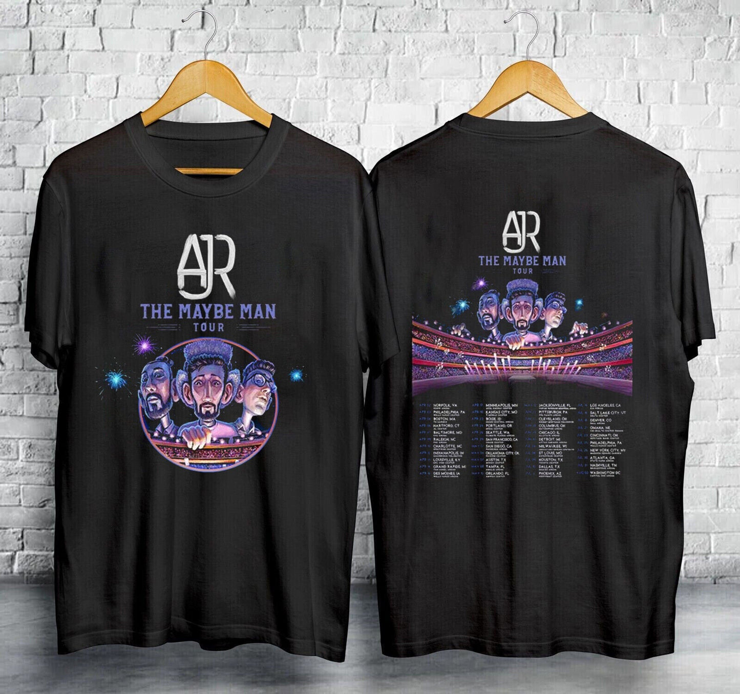 RARE!! AJR Band The Maybe Man Tour 2024 Tour Black T-Shirt Gift Fans All Size