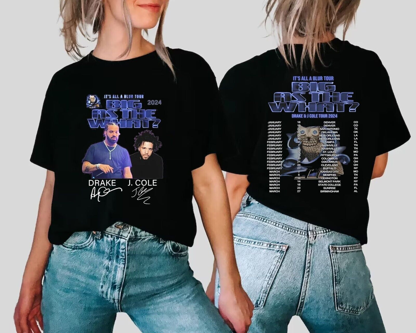 Drake J Cole Big As The What Tour 2024 Shirt, It's All Blur Tour Shirt