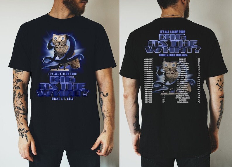 Drake J Cole Big As The What Tour 2024 Shirt, Drake J Cole It's All Blur Tour Shirt, Rap Music Tour, Drake Fan Shirt