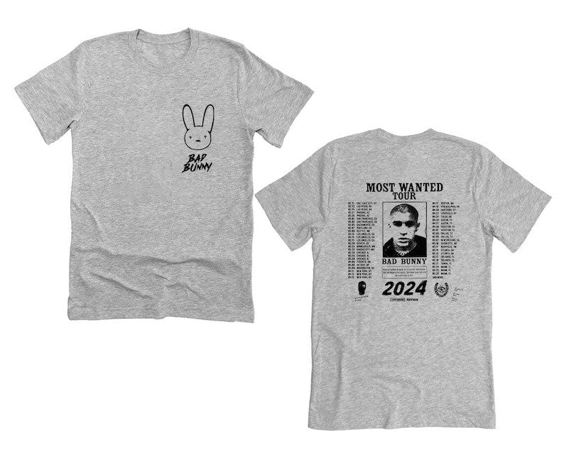 Most Wanted Tour 2024 Shirt, Bad Bunny Concert Shirt, Bad Bunny Shirt, Bad Bunny Merch, Bad Bunny Shirt