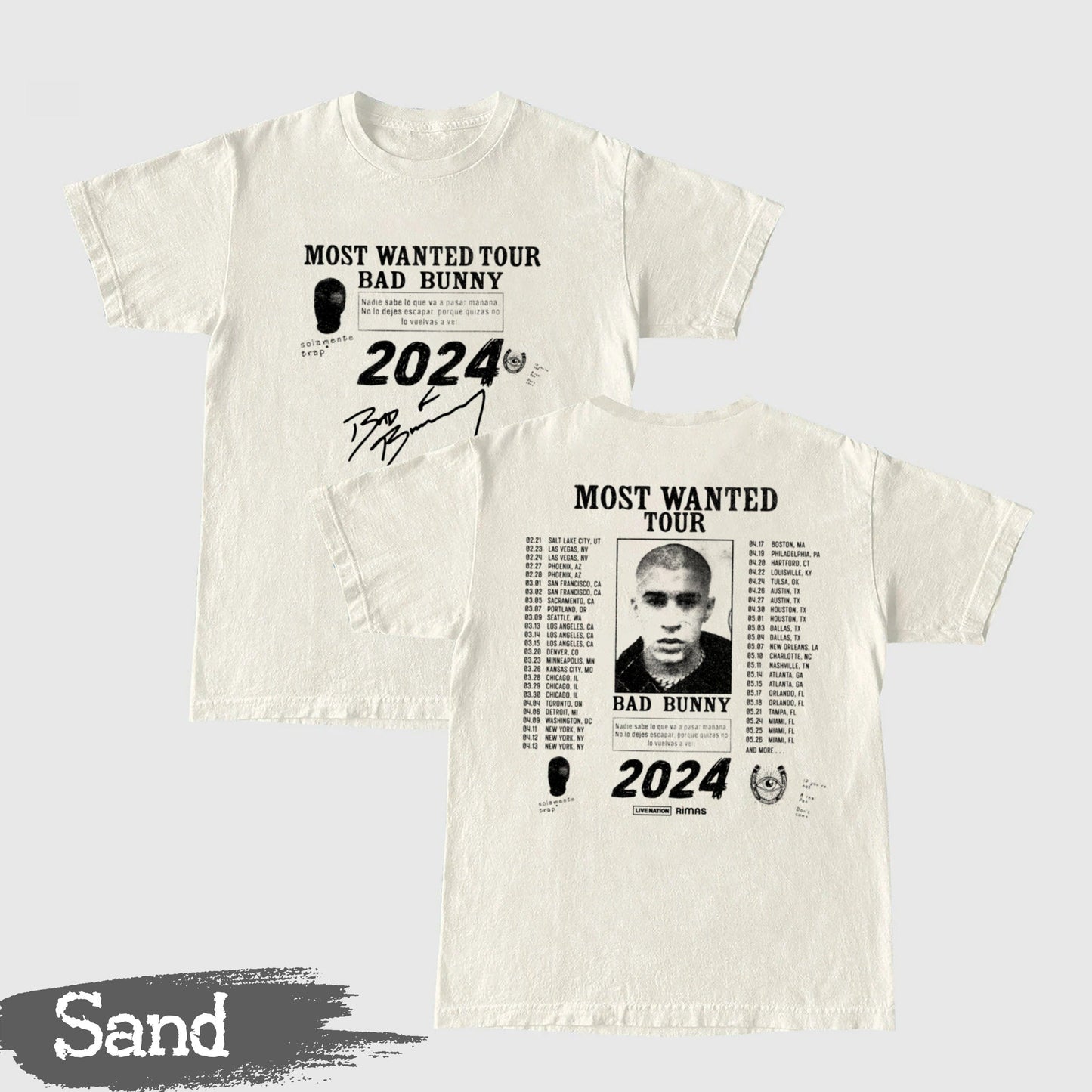 2 Sided - Bad Bunny Most Wanted Tour 2024 Shirt, Bad Bunny Nadie Sabe Shirt