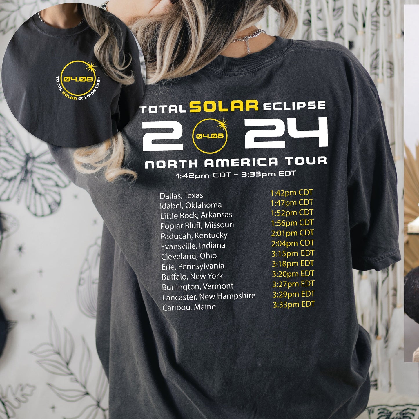 Total Solar Eclipse 2024 Shirt, April 8th 2024 Shirt, Eclipse Event 2024 Double Sided T-Shirt