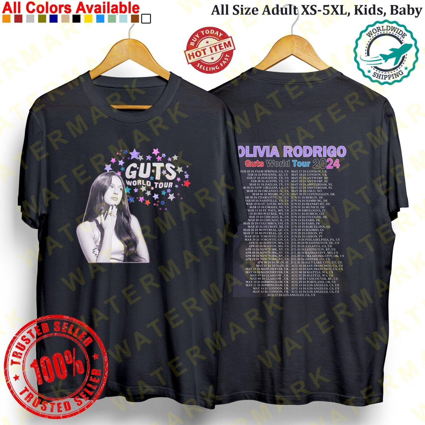 OLIVIA RODRIGO GUTS WORLD TOUR 2024 Tshirt