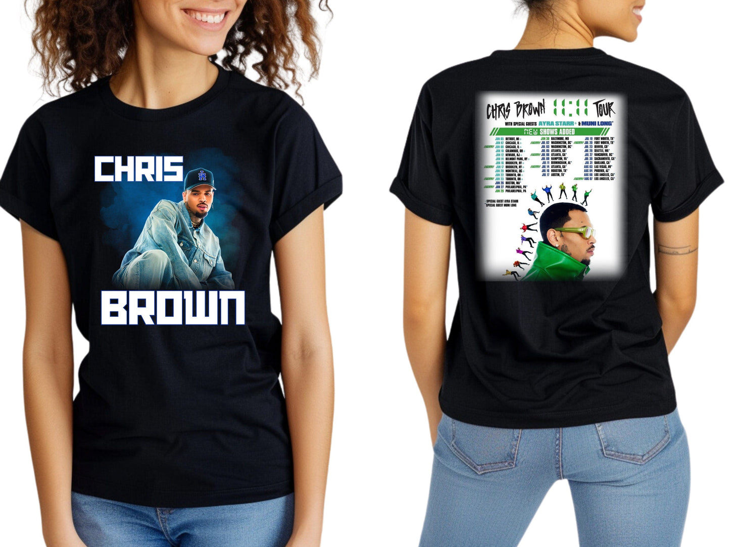 Exclusive Chris Brown 11:11 Tour Concert Black T-Shirt