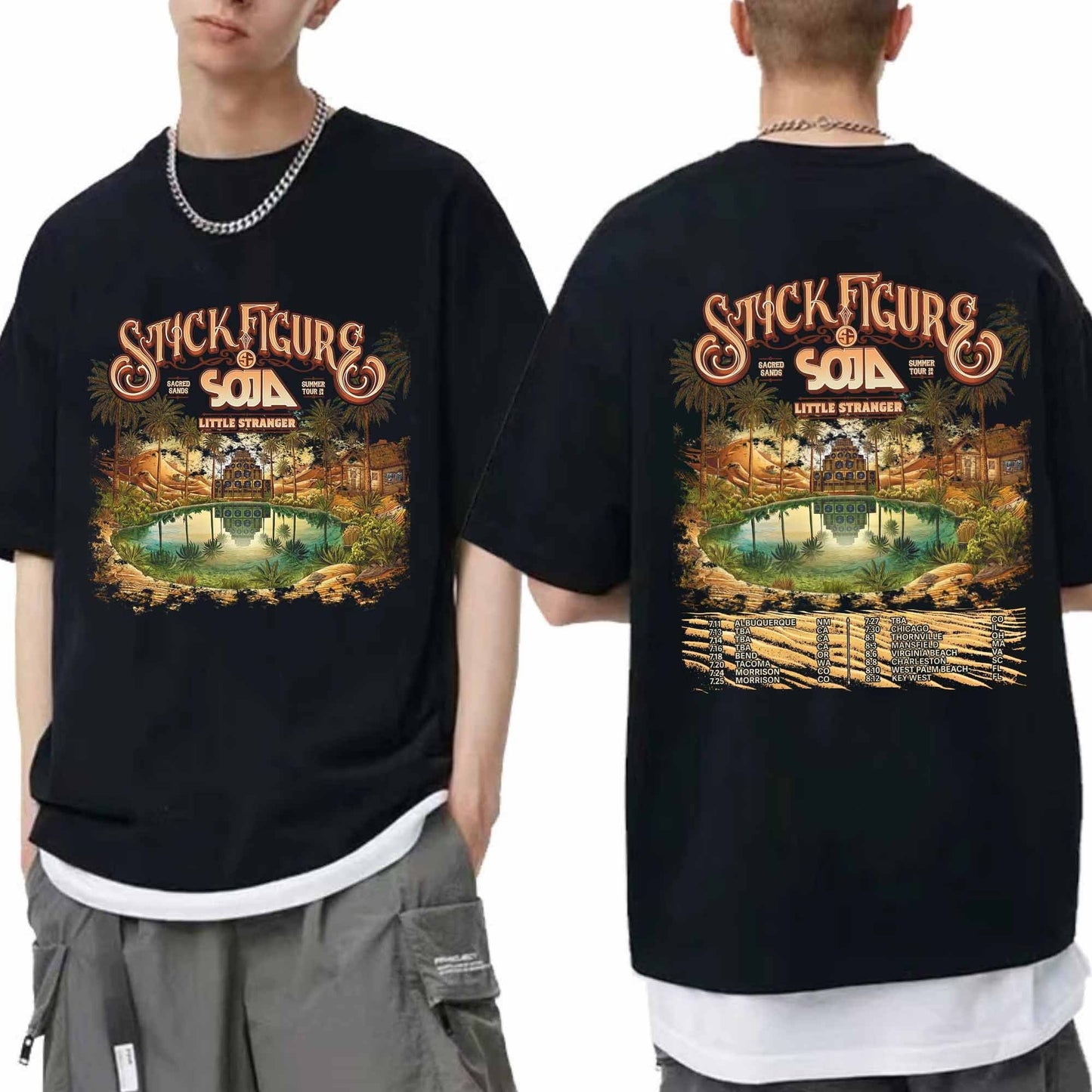 Stick Figure Sacred Sands Summer Tour 2024 Double Sided Shirt