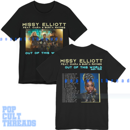 Missy Elliott 2024 Tour (rhymes, Ciara) Double sided tour Tee