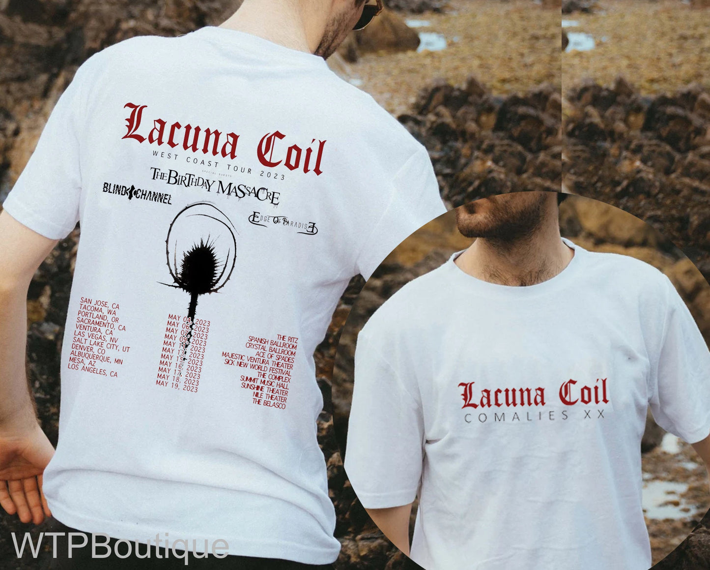 Lacuna Coil 2023 Tour 2 sided Shirt, Lacuna Coil Band Shirt