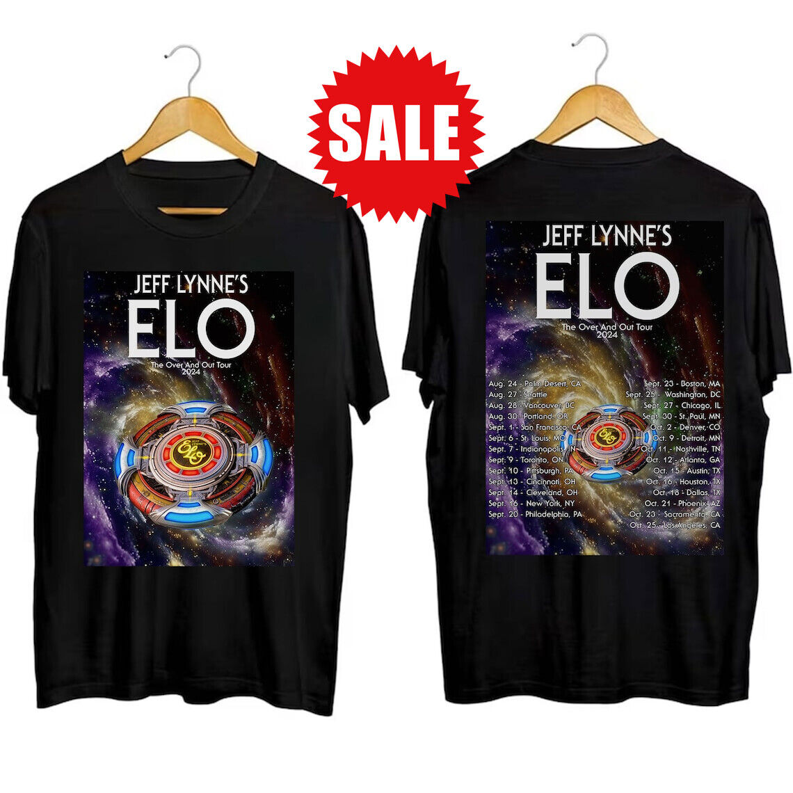 ELO The Over and Out Tour T-Shirt, Jeff Lynne's ELO The Over and Out Tour 2024 Shirt