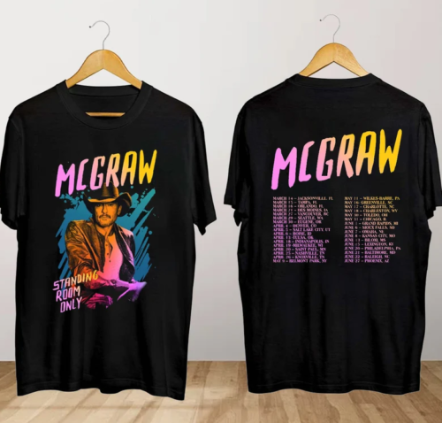 Tim Graw Standing Room Only Tour 2024 T Shirt Double Sided