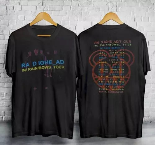Radiohead Band In Rainbows Tour 2008 Black T Shirt