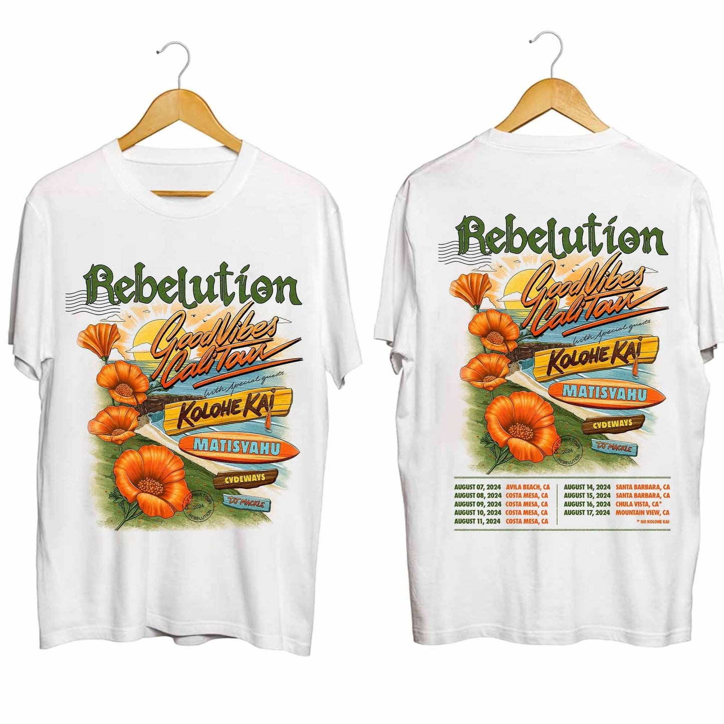 Rebelution Good V Cali 2024 Tour Double Sided Shirt