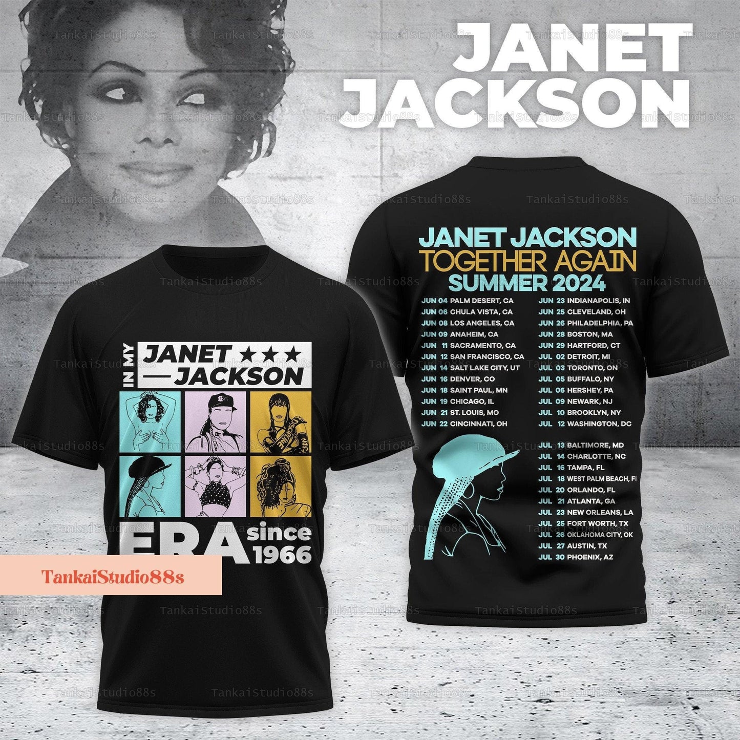Vintage Janet Jackson Shirt, Together Again 2024 Tour Shirt