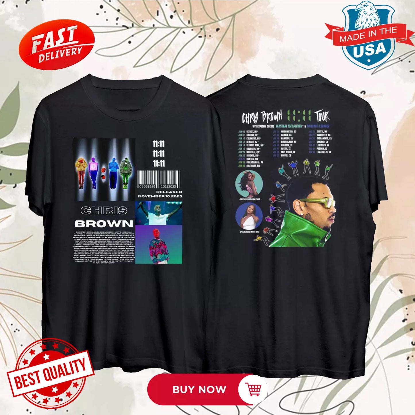 Chris Brown 11:11 Tour 2024 Shirt, Chris Brown Fan Shirt New S-5XL